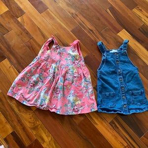 Lot of 2 sleeveless girl dresses, 3-4T